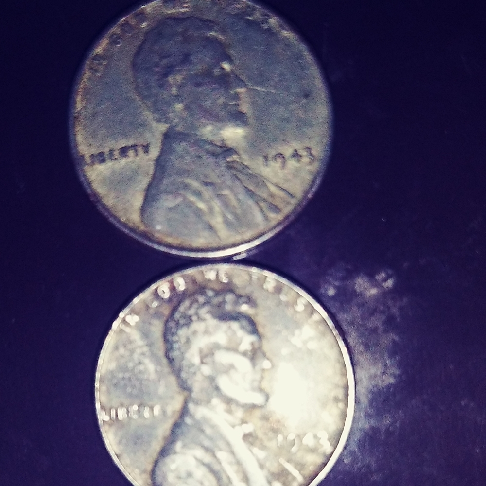 1943 wheat steel penny two of them
